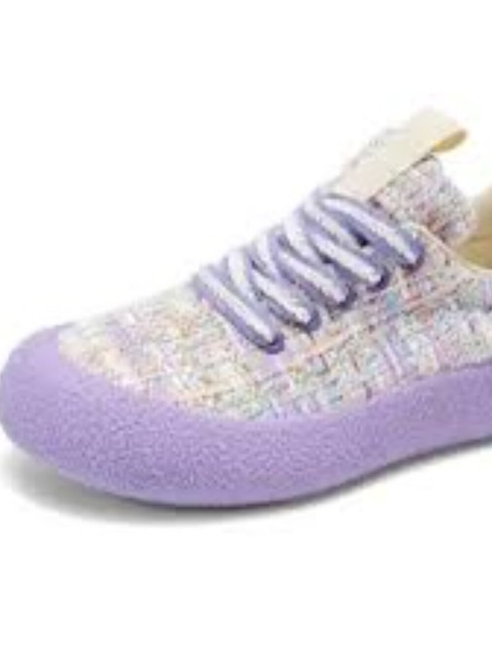 Pastel Tweed Sneakers | Lavender Lace-Up Casual Shoes | Size 11 - HS0435
